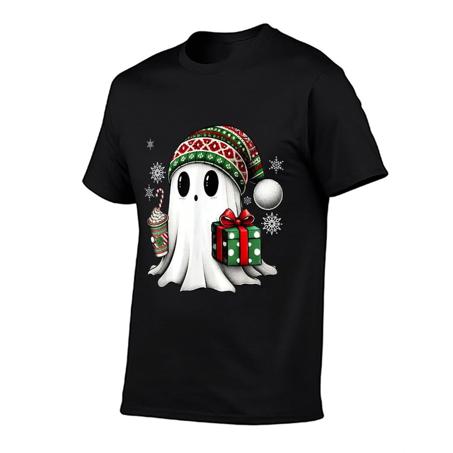 Christmas Cute Ghost Drink Coffee Funny Christmas Ghost  Odor-resistant T-Shirt