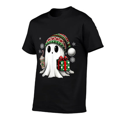 Christmas Cute Ghost Drink Coffee Funny Christmas Ghost  Odor-resistant T-Shirt