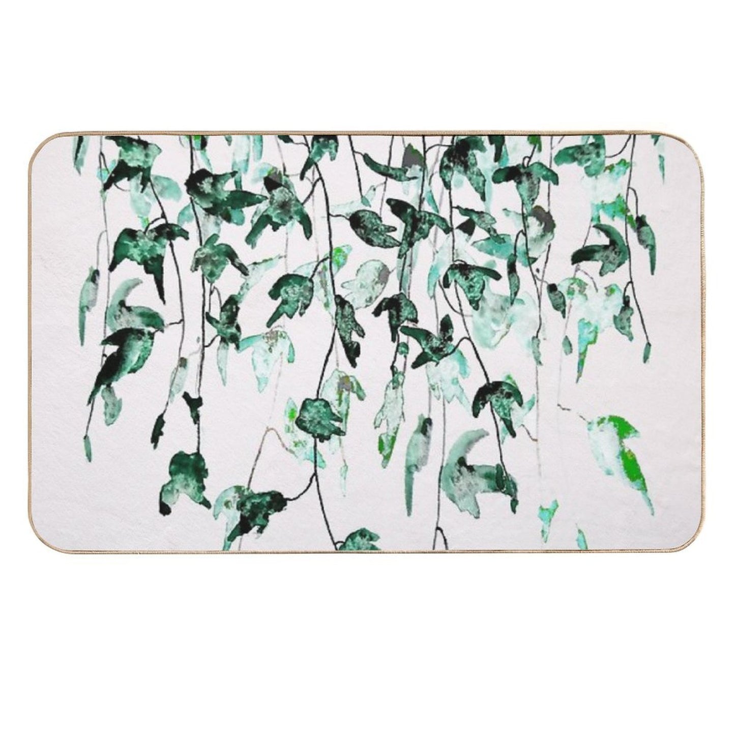 Hand Painted Ivy on The Wall Watercolor  Easy To Clean Bath Mat