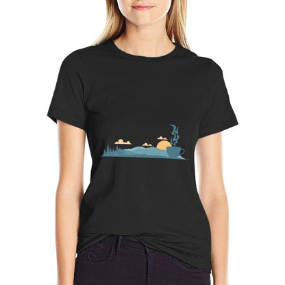 Twilight Scene with Silhouette of A Teacup  Easy-care T-Shirt
