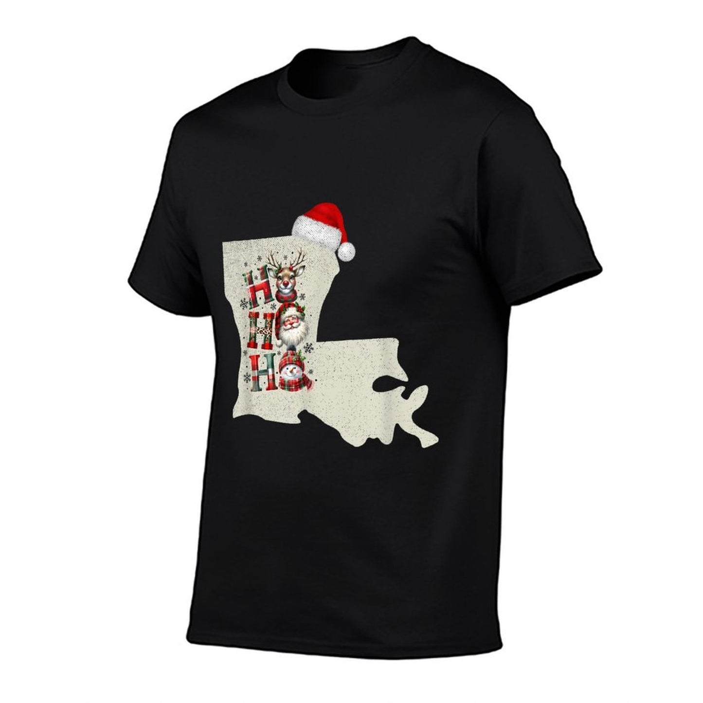 Christmas Louisiana Xmas State Map Louisiana Christmas  Cotton T-Shirt