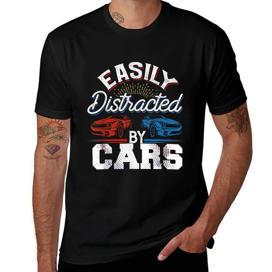 Easily Distracted By Cars Racing Cars Fans Gift Speed Driver Oversized Silhouette T-Shirt
