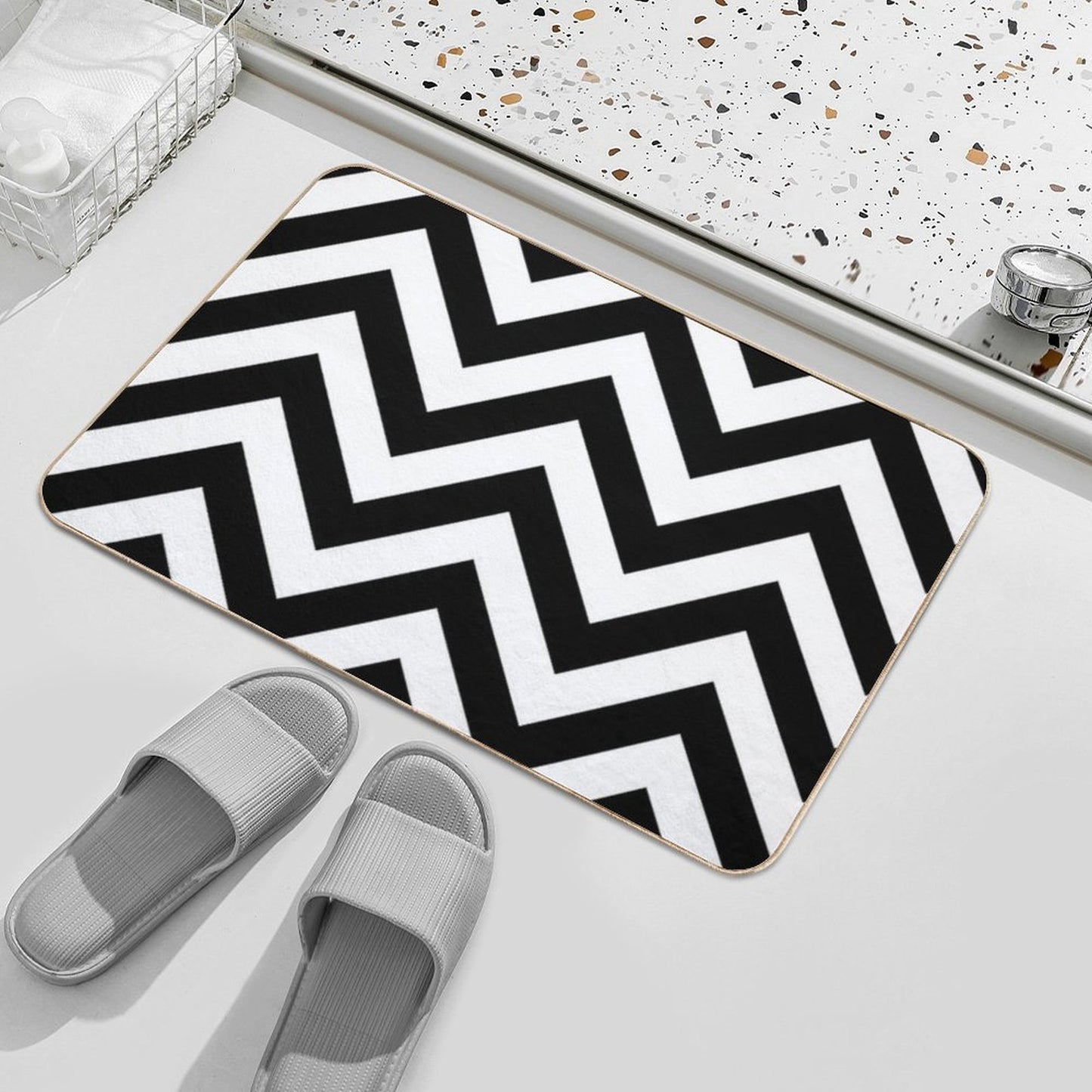 Zigzags Pattern Black & White  Multi-Purpose Bath Mat