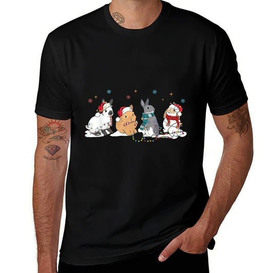 Funny Bunny Rabbit Santa Christmas Tree Lighting Xmas  Tagless Design T-Shirt