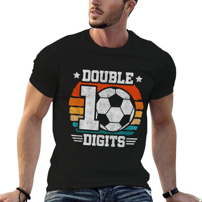 Soccer Birthday - Double Digits 10 Year Old - 10th Birthday  Ribbed Collar T-Shirt