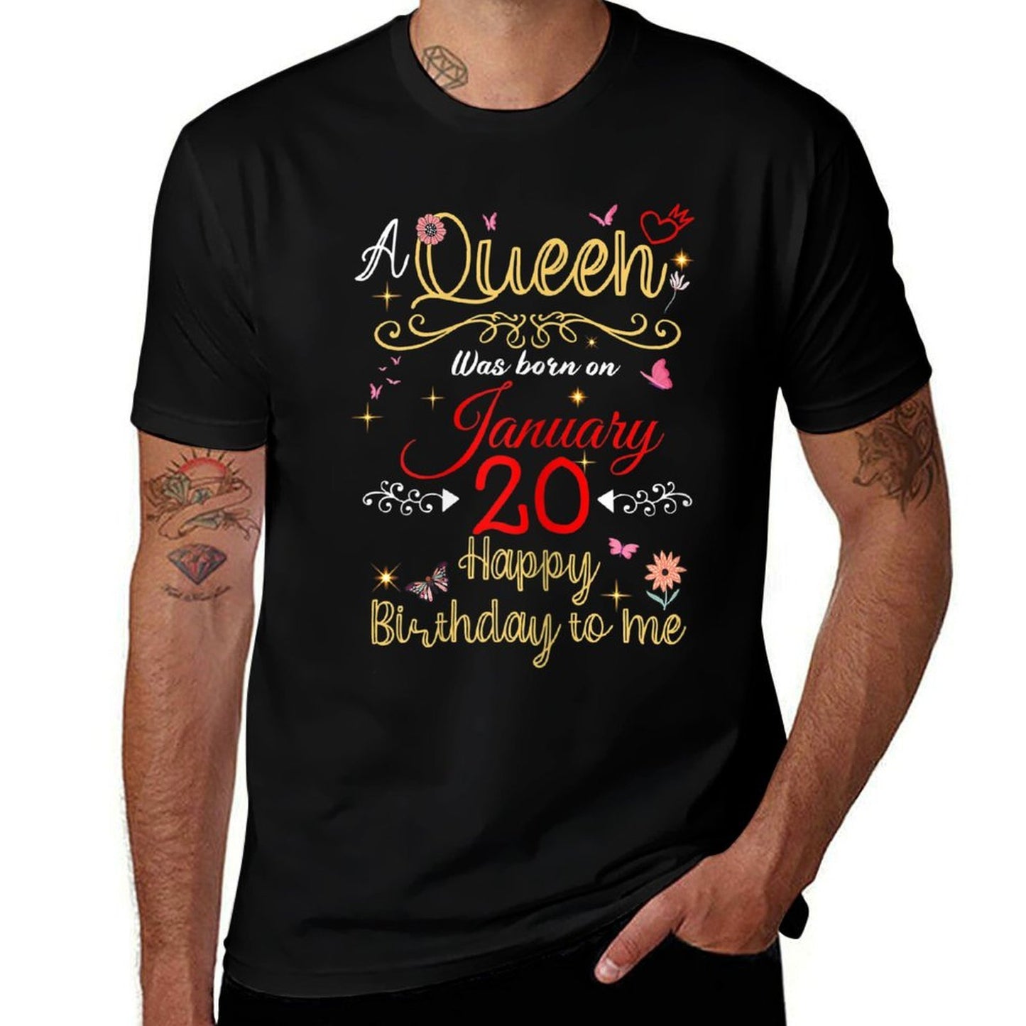 A Queen Was Born on January 20 January 20th Birthday  Polyester Blend T-Shirt