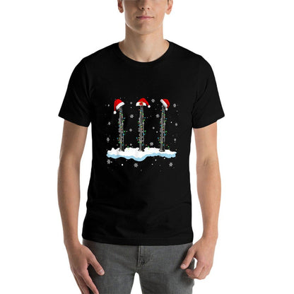 Santa Oboe Christmas Lights Funny Oboe Lover Gifts  Stretchy T-Shirt