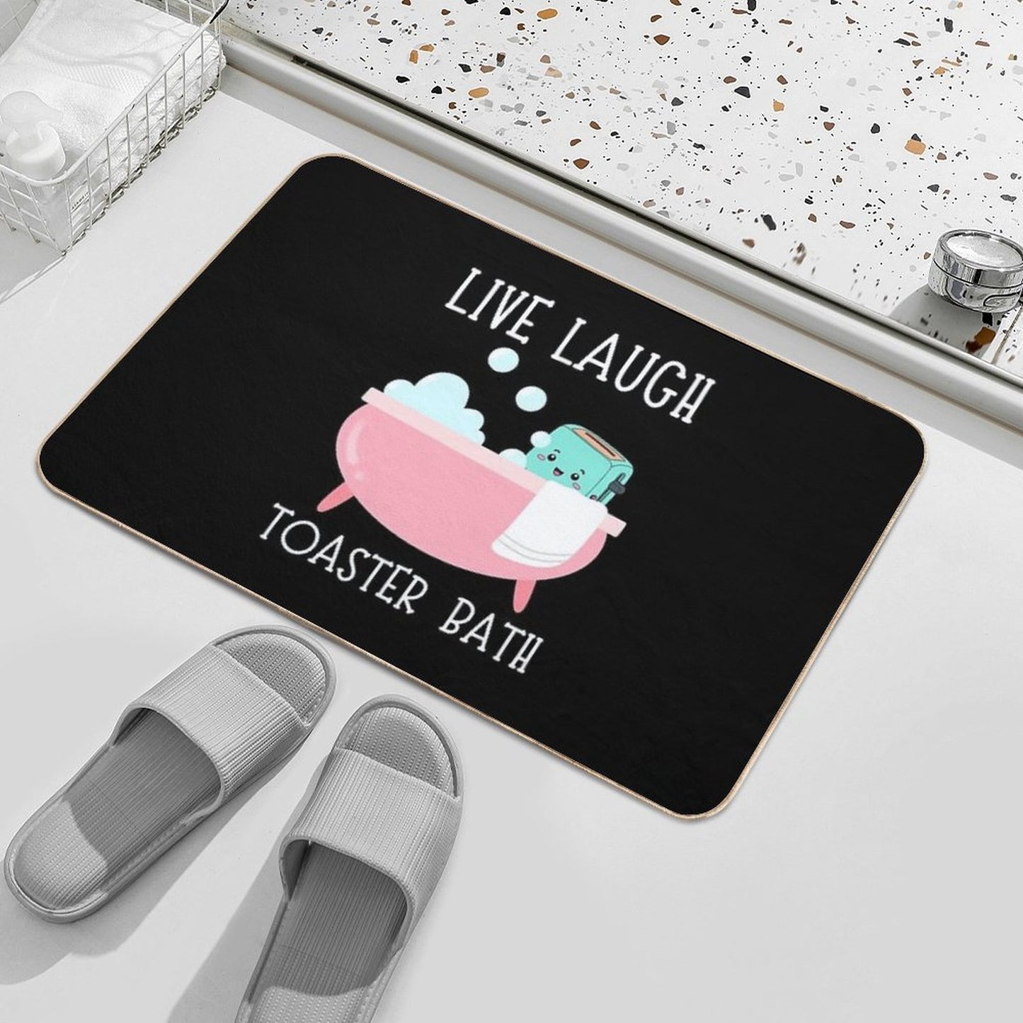 Live Laugh Toaster Bath  Non-Slip Bath Mat