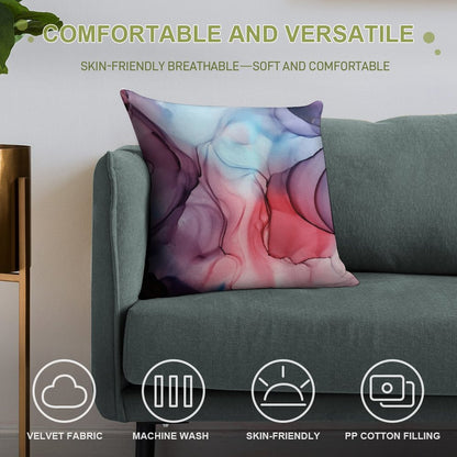 Flame Fired Alcohol Ink Painting Soft Reinforced Edging Throw Pillow