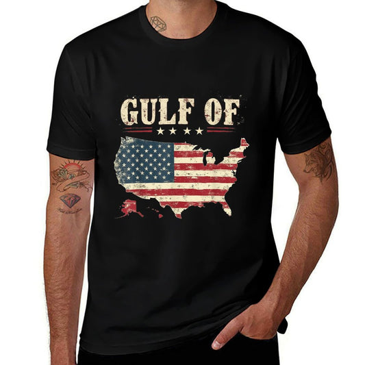 Gulf of USA America Funny USA Flag Vintage Retro Mens Womens Soft T-Shirt
