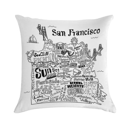 San Francisco Illustrated Map Soft Gift Ready Throw Pillow