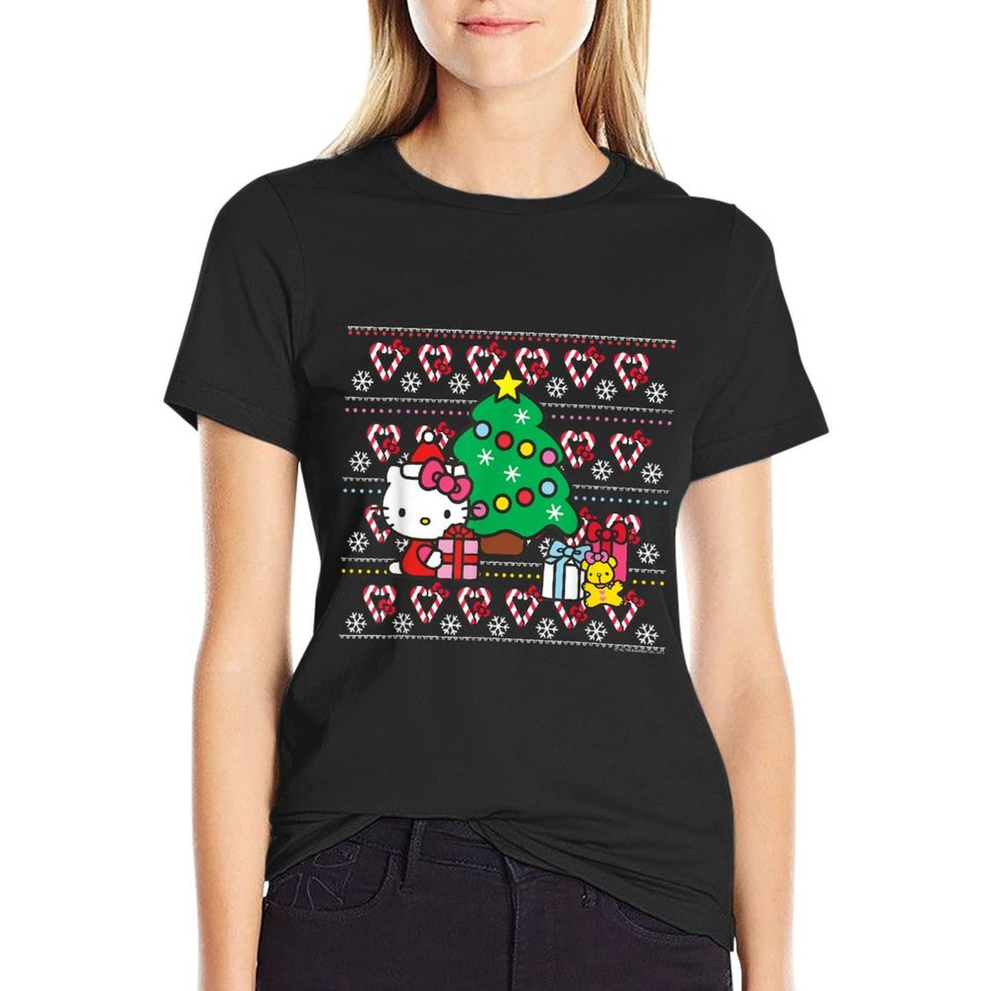Hello Kitty Candy Cane Christmas Sweater  Affordable Price T-Shirt