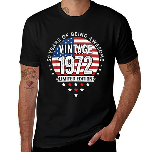 50 Year Old Gifts Vintage 1972 Limited Edition 50th Birthday  Ribbed Collar T-Shirt