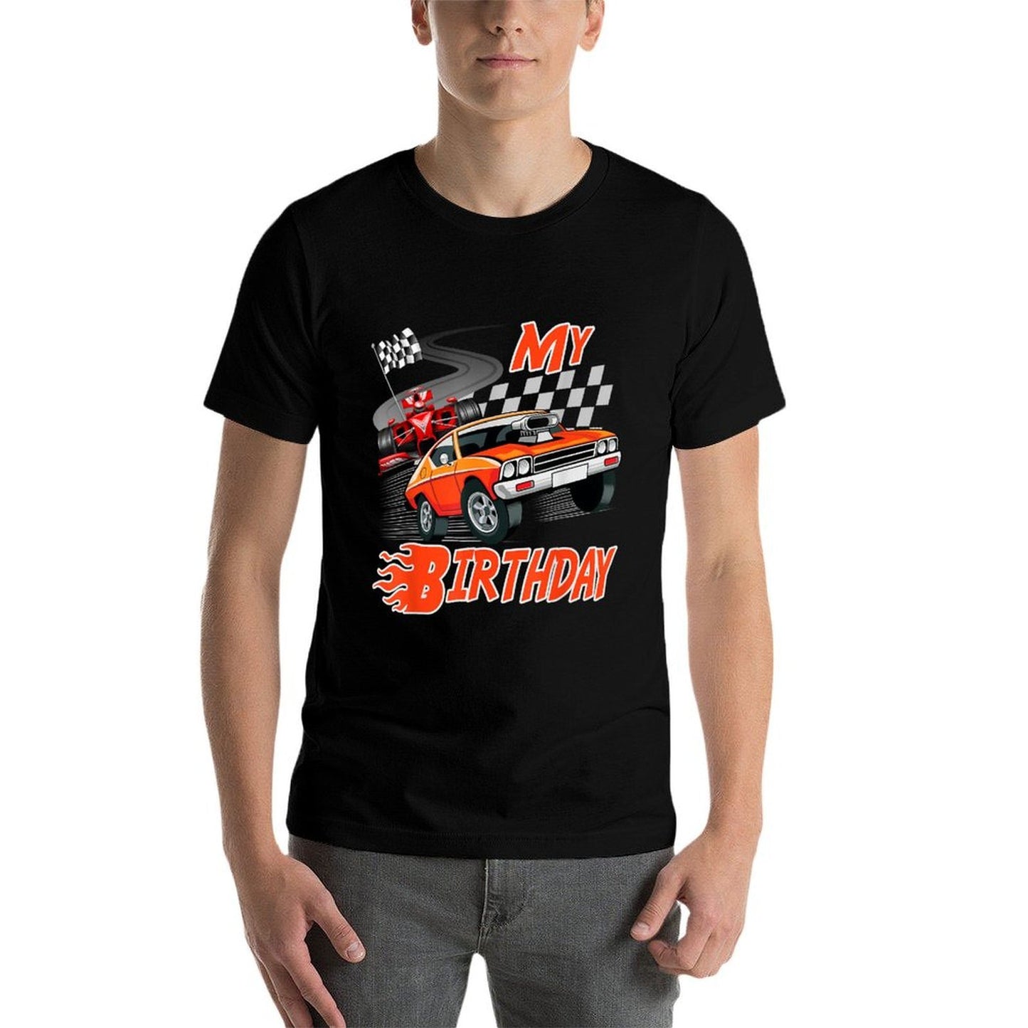 Fun My Birthday Race Car Boys Girls Youth Men Women Racing  Tagless Design T-Shirt