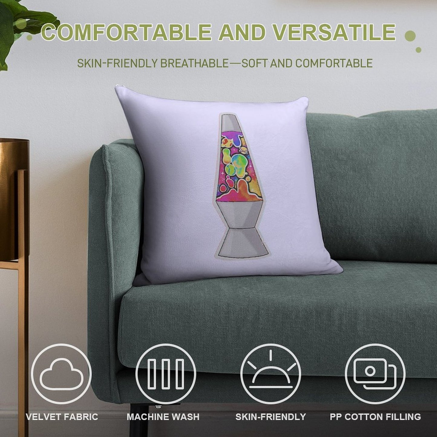 Trippy Cosmic Lava Lamp Soft High-Density Material Throw Pillow