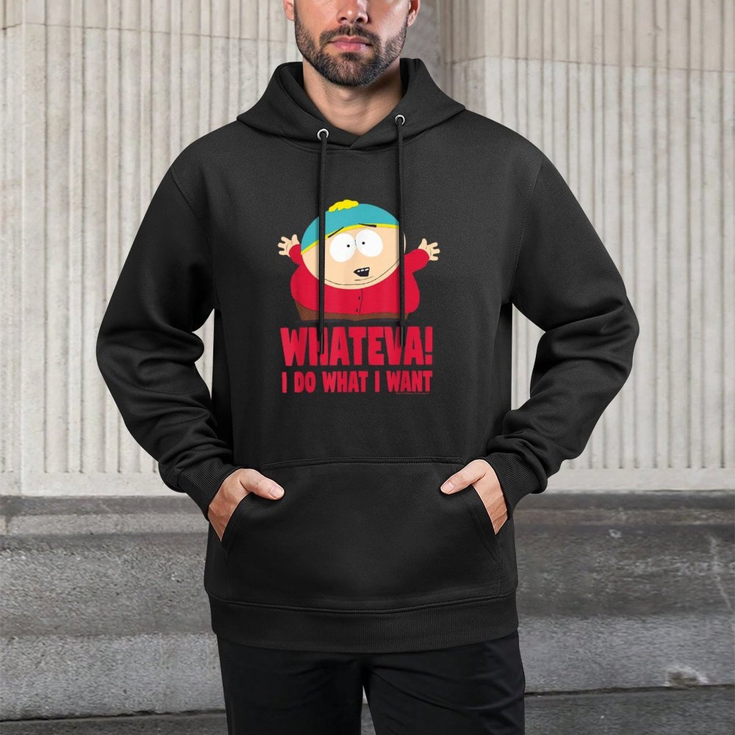 South Park Cartman Classic Fit - Black Crew Neck,, Casual Breathable Fabric Hoodie