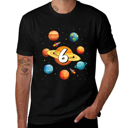 Kids 6 Year Old Boys Kids Space Solar Planets 6th Birthday  Odor-resistant T-Shirt