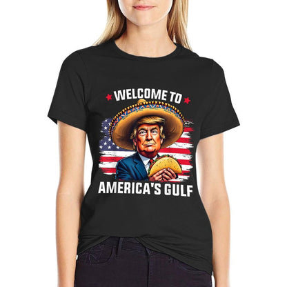 Welcome To America's Gulf of United States of America Trump  Easy-care T-Shirt