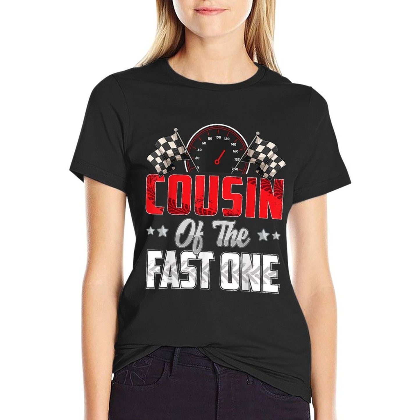 1 Year Old Racing Car Fast One Birthday 1st Family Cousin  Wrinkle-resistant T-Shirt