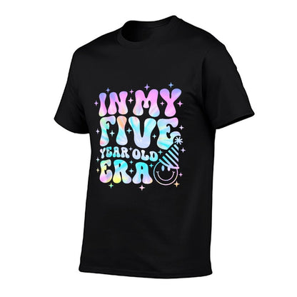 Groovy In My Five Year Old Era Girl 5th Birthday 5 Yrs Old  Wrinkle-resistant T-Shirt