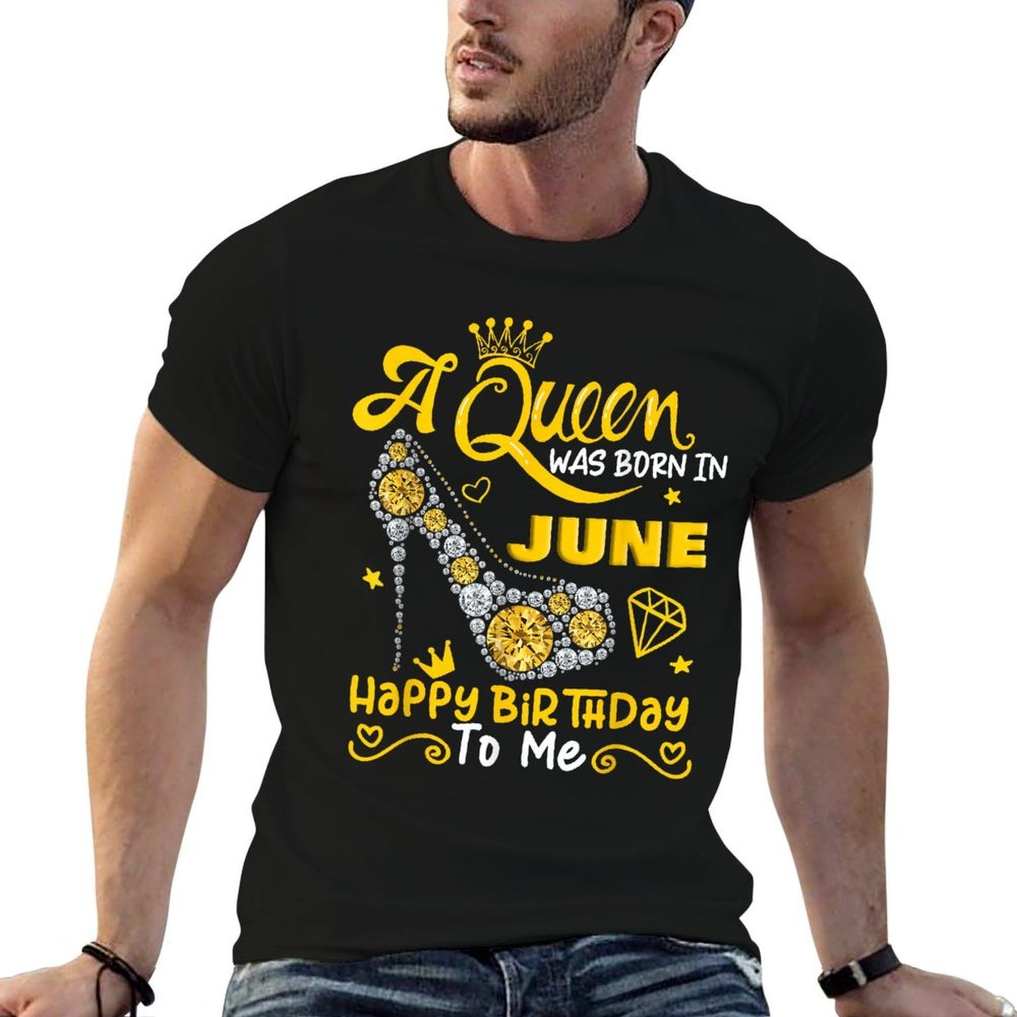 A Queen Was Born in June Happy Birthday To Me High Heel  Polyester Blend T-Shirt