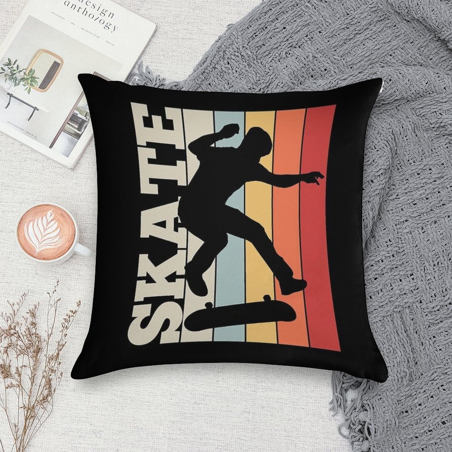 Skate Skateboard Skateboarding Retro Soft Multiple Sizes Throw Pillow
