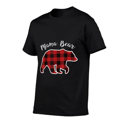 MAMA BEAR  Women Red Plaid Christmas Pajama Family Mom Gift  Tagless Design T-Shirt