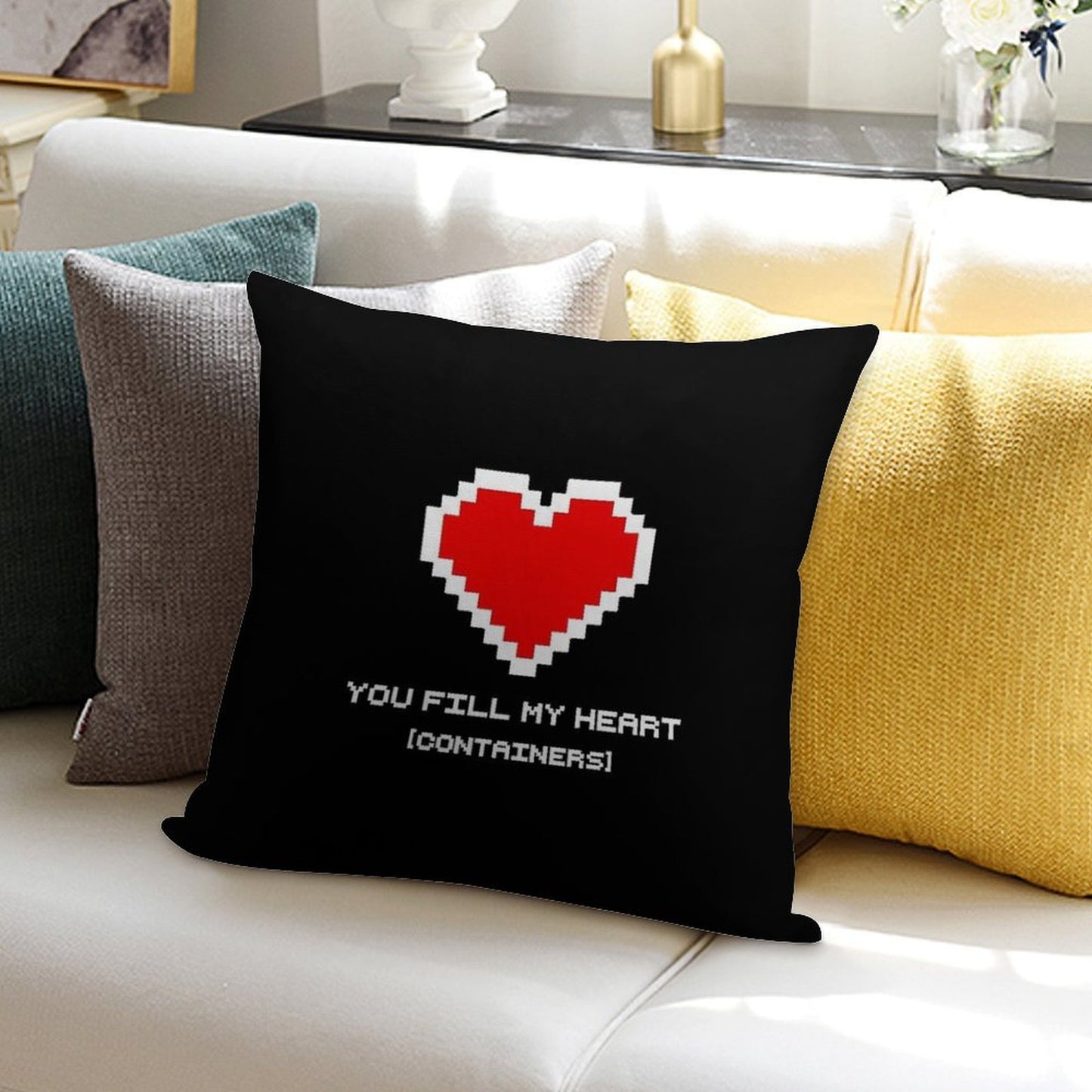 You Fill My Heart (Containers) Soft Home Decor Throw Pillow