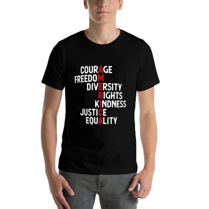 Womens America Courage Freedom Diversity Rights Kindness Justice Eq  Easy-care T-Shirt