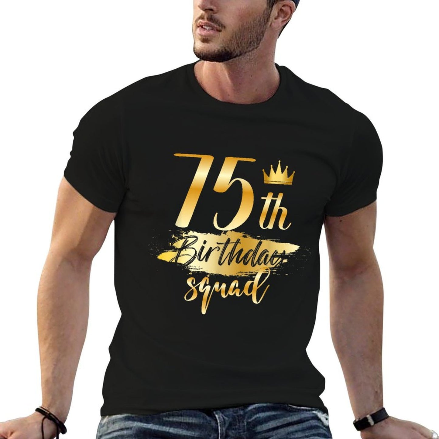 75th Birthday Squad 75 Year Old Bday Family Party Crew Group  Polyester Blend T-Shirt