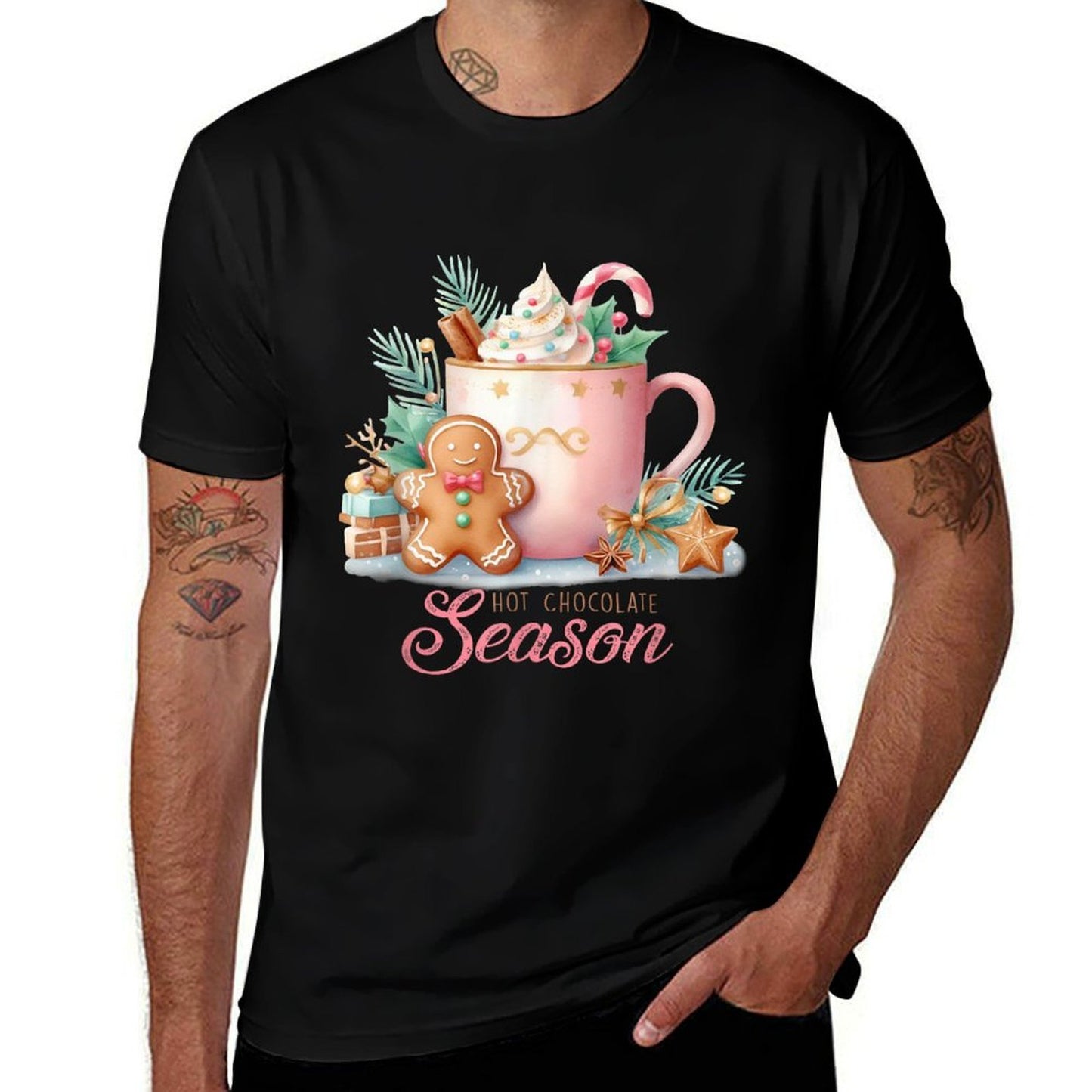 Cute Hot Chocolate Season  Oversized Silhouette T-Shirt