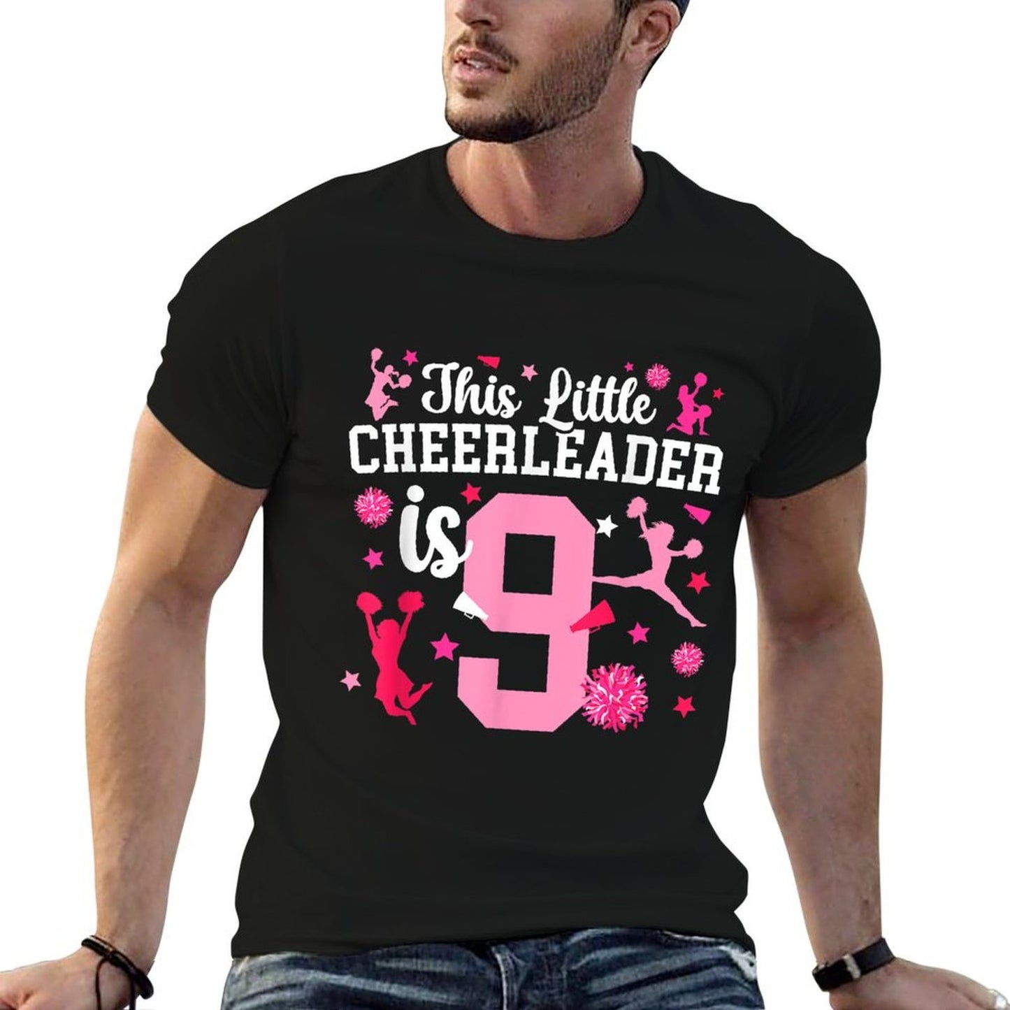 9th Birthday Cheer Girl Nine Year Old Cheerleader  Versatile T-Shirt