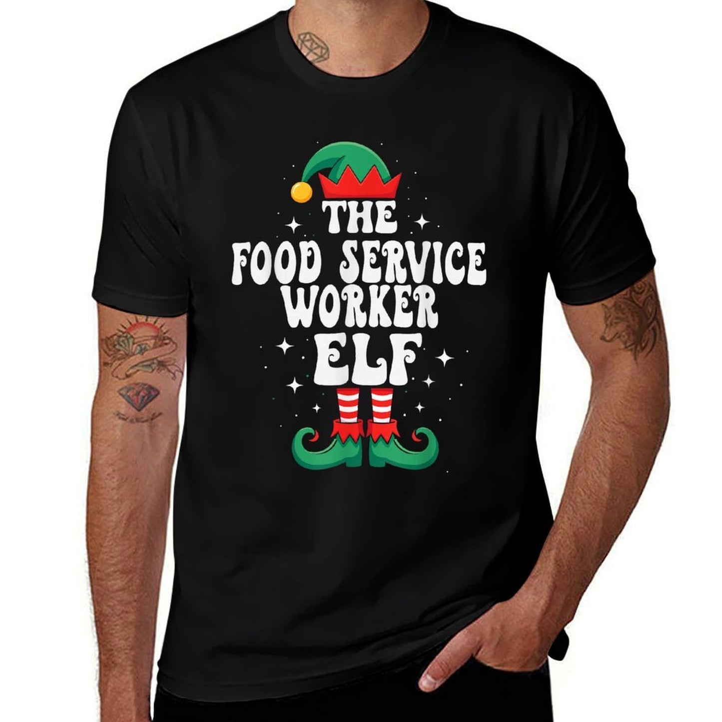 The Food Service Worker Elf Funny Christmas  Moisture-wicking T-Shirt