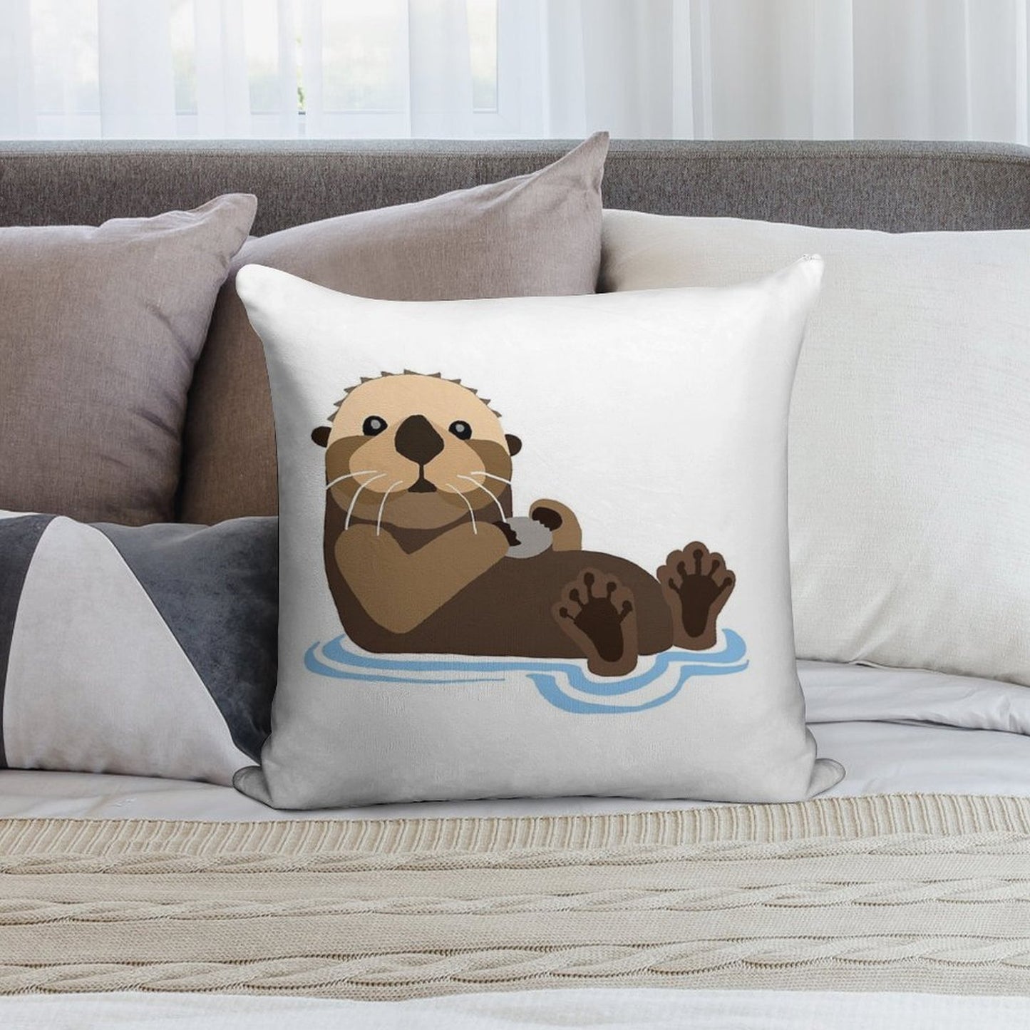 Otter Emoji Soft Style Accent Throw Pillow