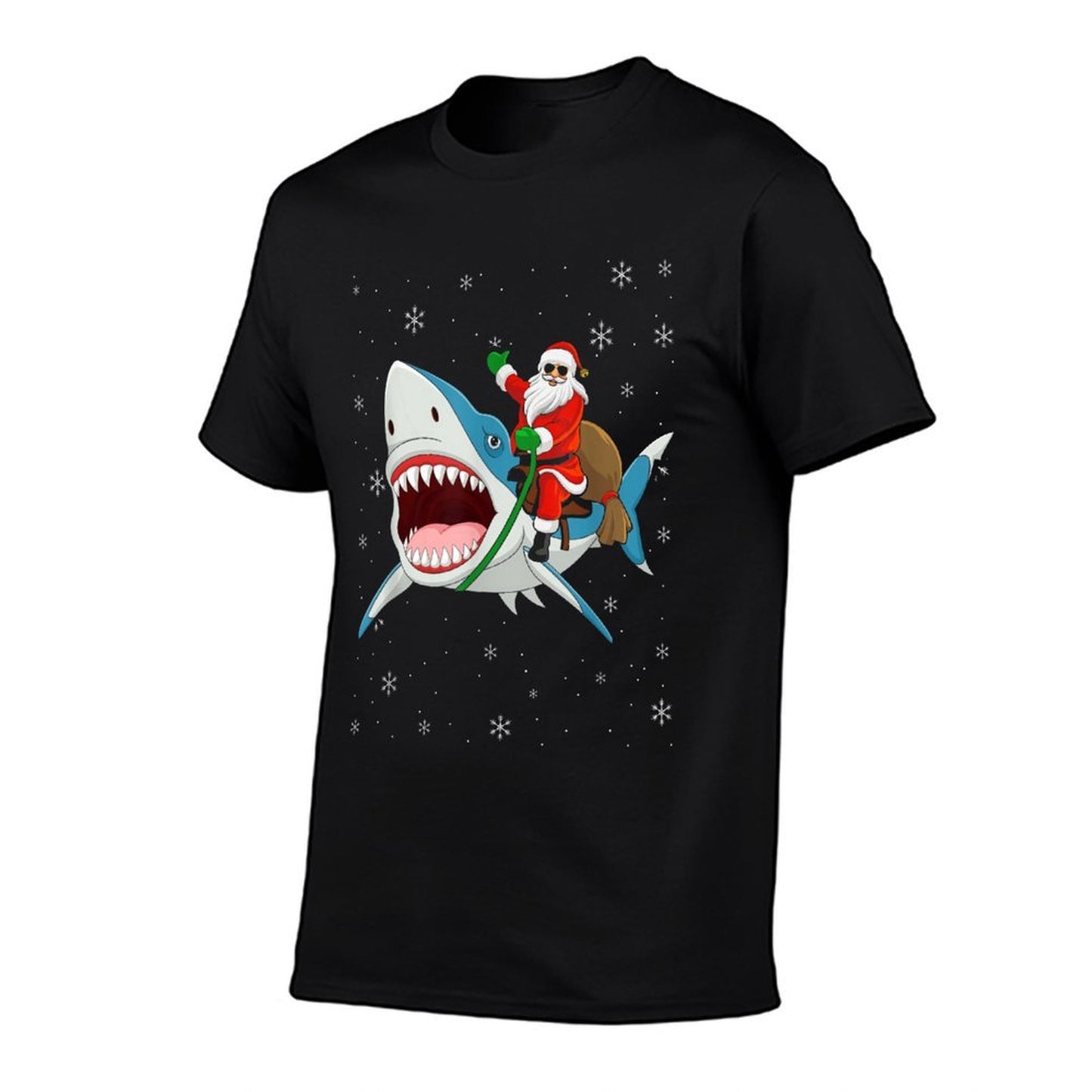 Shark Christmas Men Boys Shark Lover Santa Claus  Soft T-Shirt