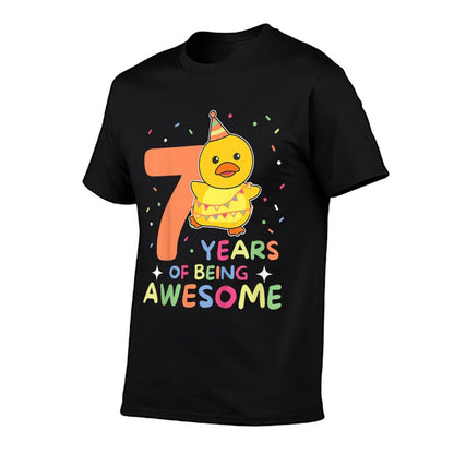 Kids Duck For 7th Birthday Children Seven Years Old Duck  Breathable T-Shirt
