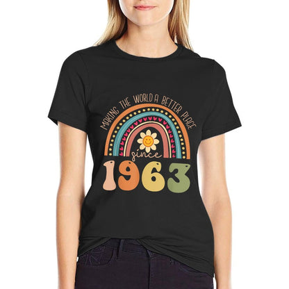 Turning 60 Retro 1963 60th Birthday for Women  Stretchy T-Shirt
