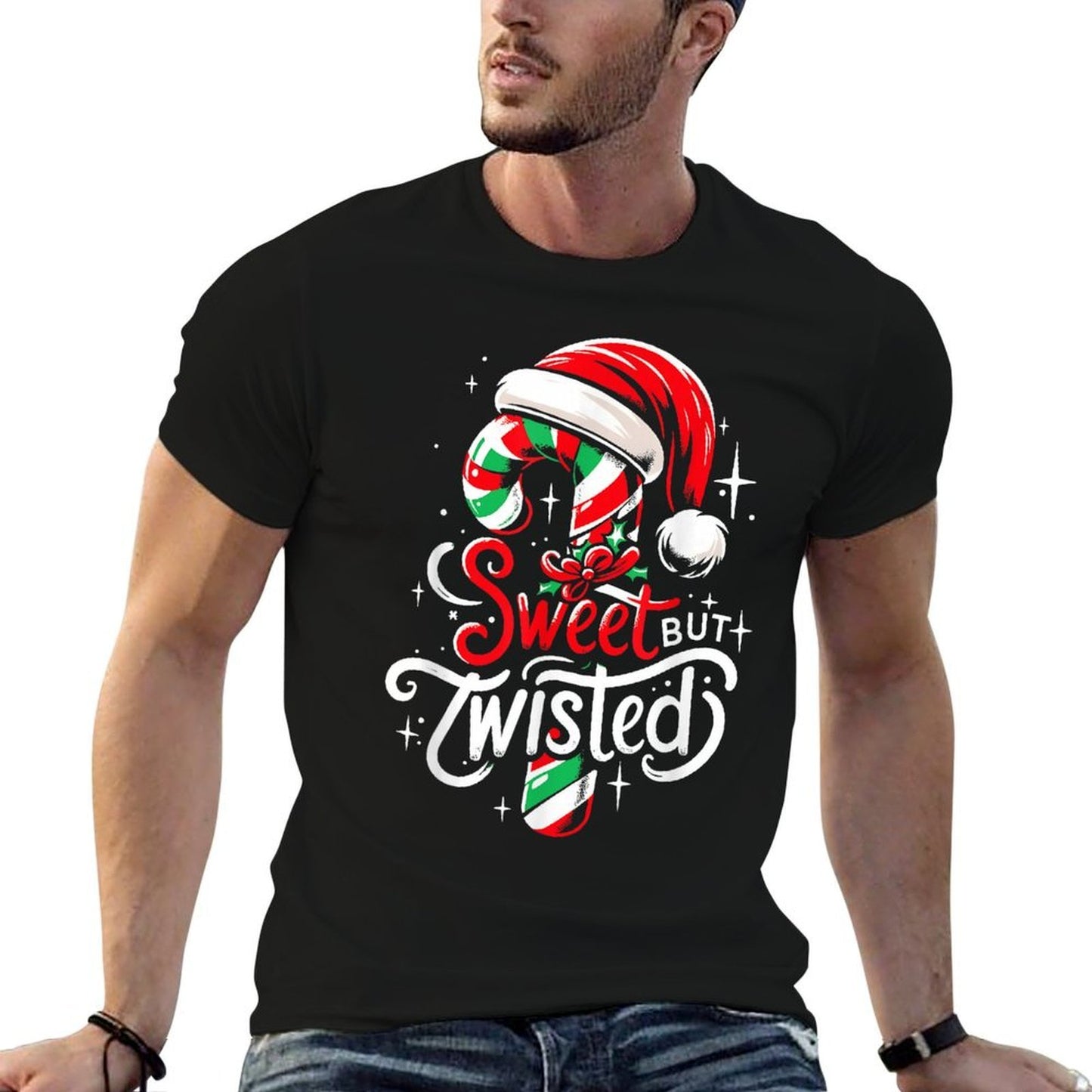 Sweet But Twisted Funny Christmas Candy Cane Xmas Holiday  Moisture-wicking T-Shirt