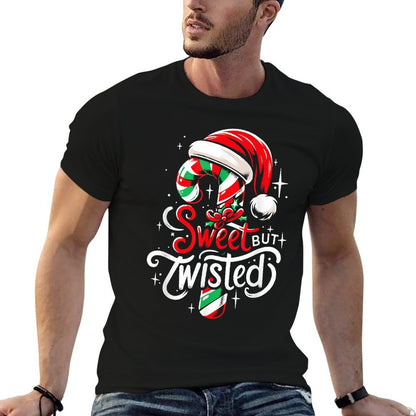 Sweet But Twisted Funny Christmas Candy Cane Xmas Holiday  Moisture-wicking T-Shirt