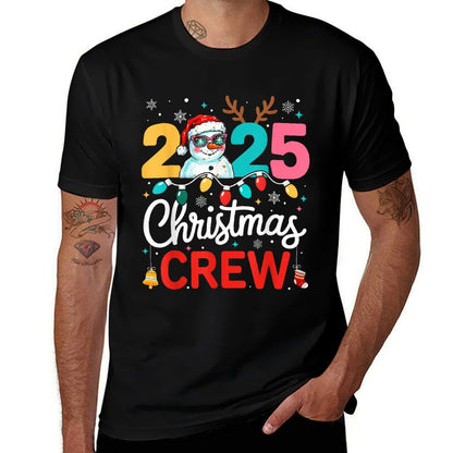 Merry Christmas Crew 2025 Snowman Reindeer Men Women Kid  Polyester Blend T-Shirt