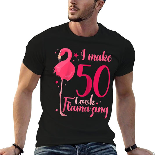 50Th Birthday Party Flamingo Tshirts For The Women Raglan Baseball  Wrinkle-resistant T-Shirt