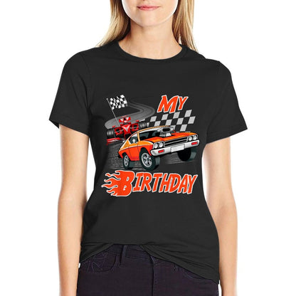 Fun My Birthday Race Car Boys Girls Youth Men Women Racing  Tagless Design T-Shirt