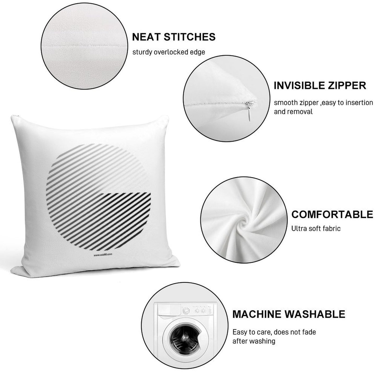 Stripes Can Be in A Disc (BoW) Soft Decorative Cover Throw Pillow