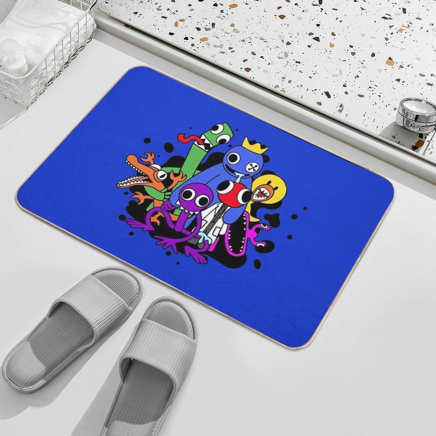 Rainbow Friends Hug It Out  Stain-Proof Bath Mat