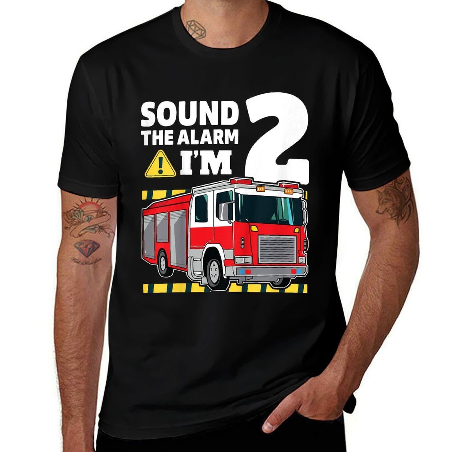 Kids 2nd Birthday Boy Fire Truck 2 Two Year Old Firefighter  Stretchy T-Shirt