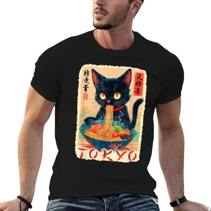 Tokyo Cat Ramen Noodles Japanese Culture  Relaxed-fit T-Shirt