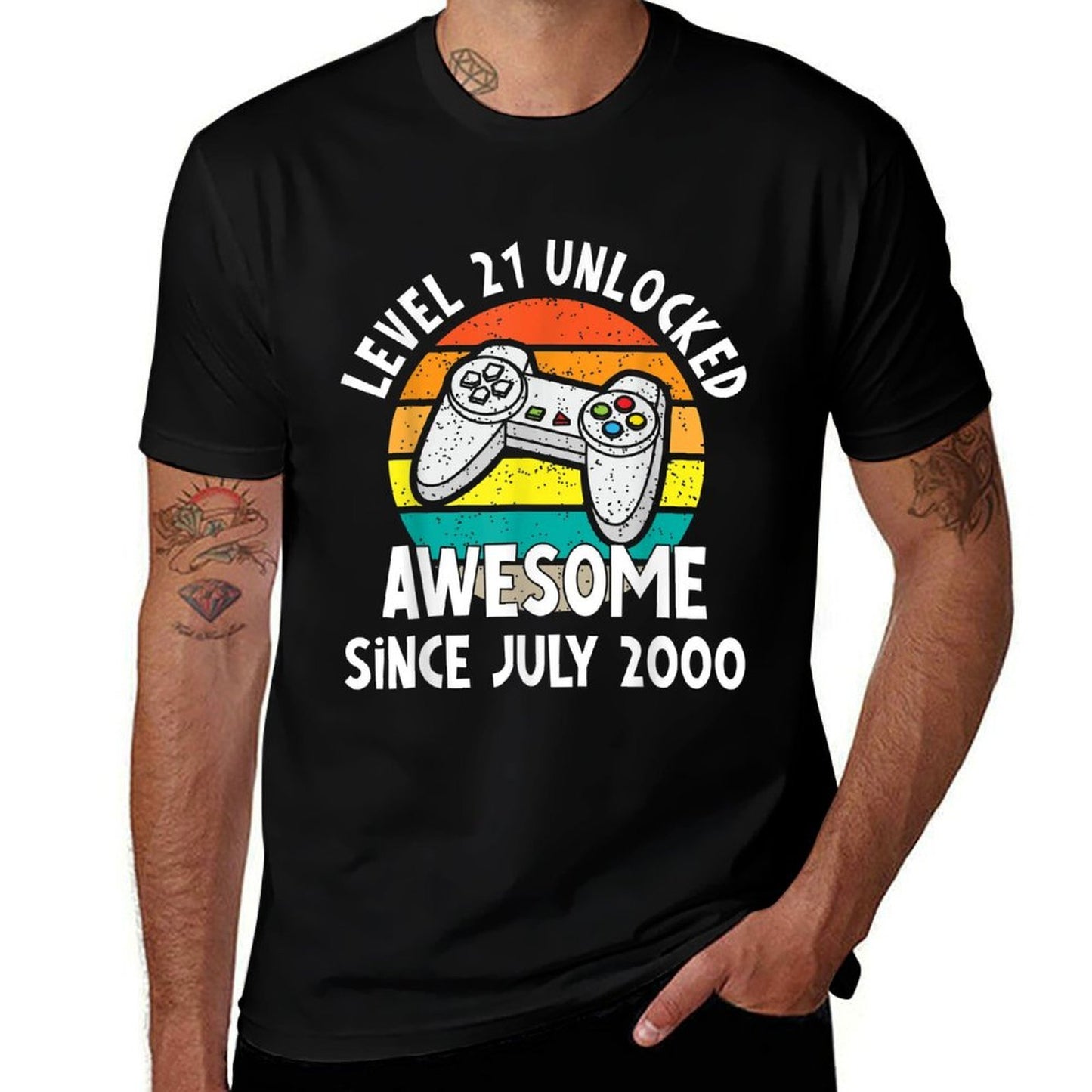 Level 21 Unlocked Awesome July 2000 Video Game 21st Birthday  Heathered Texture T-Shirt