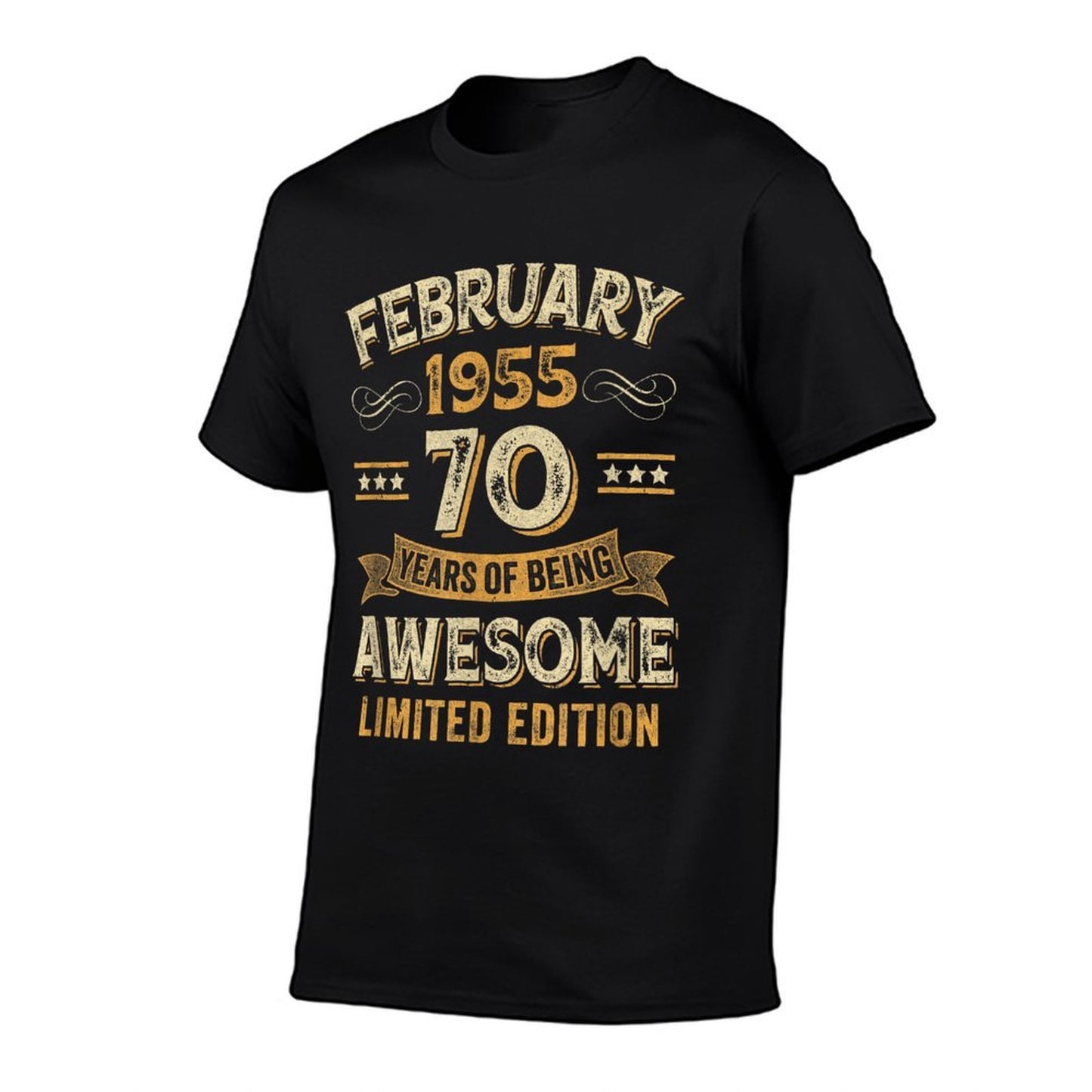 70 Years Awesome Vintage February 1955 70Th Birthday  Wrinkle-resistant T-Shirt