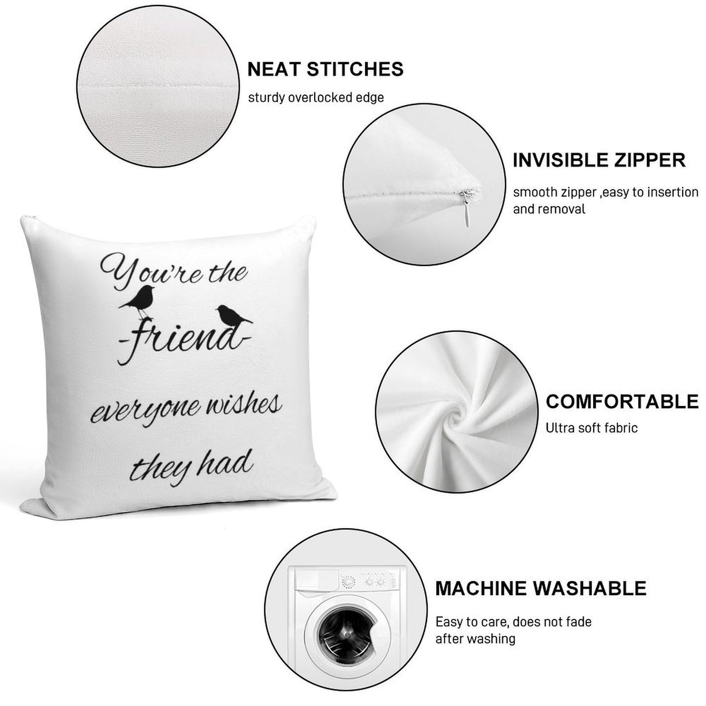 You're The Friend Everyone Wishes They Had Quote Soft Reinforced Edging Throw Pillow