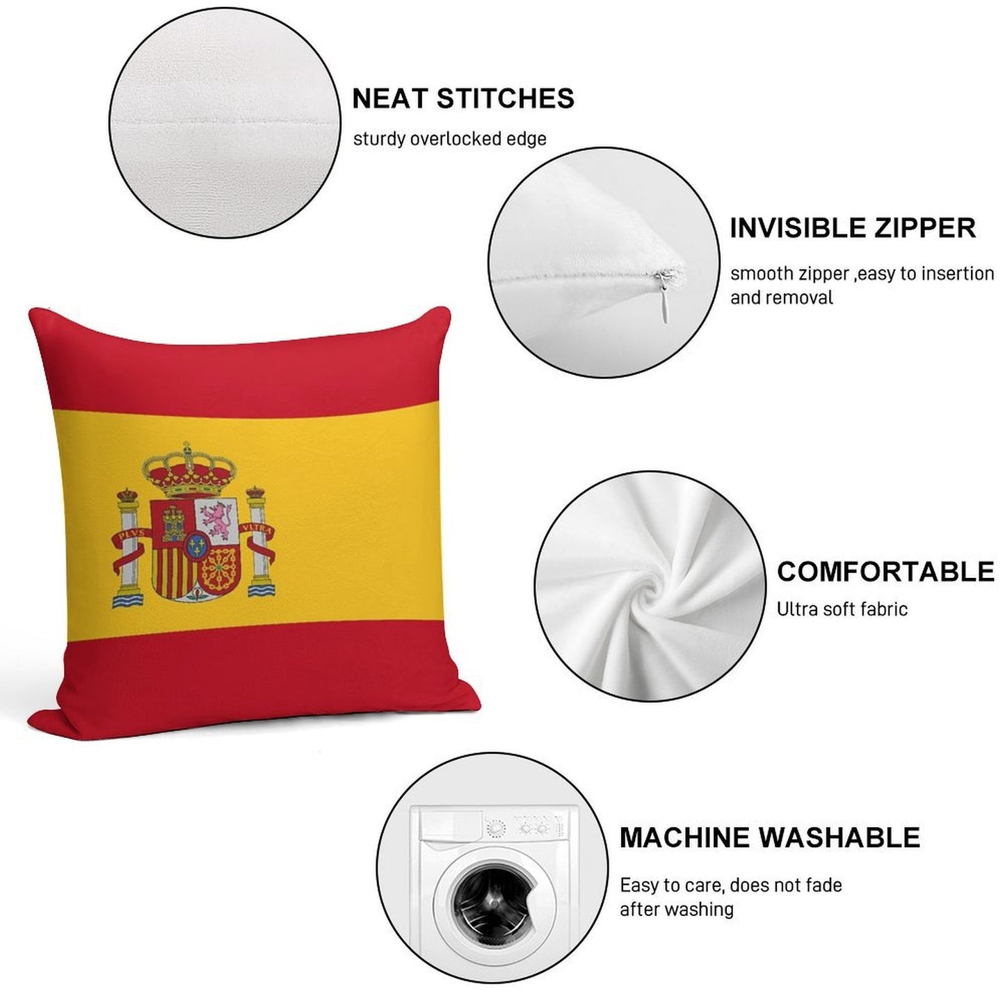 Flag of Spain Soft Decorative Cover Throw Pillow